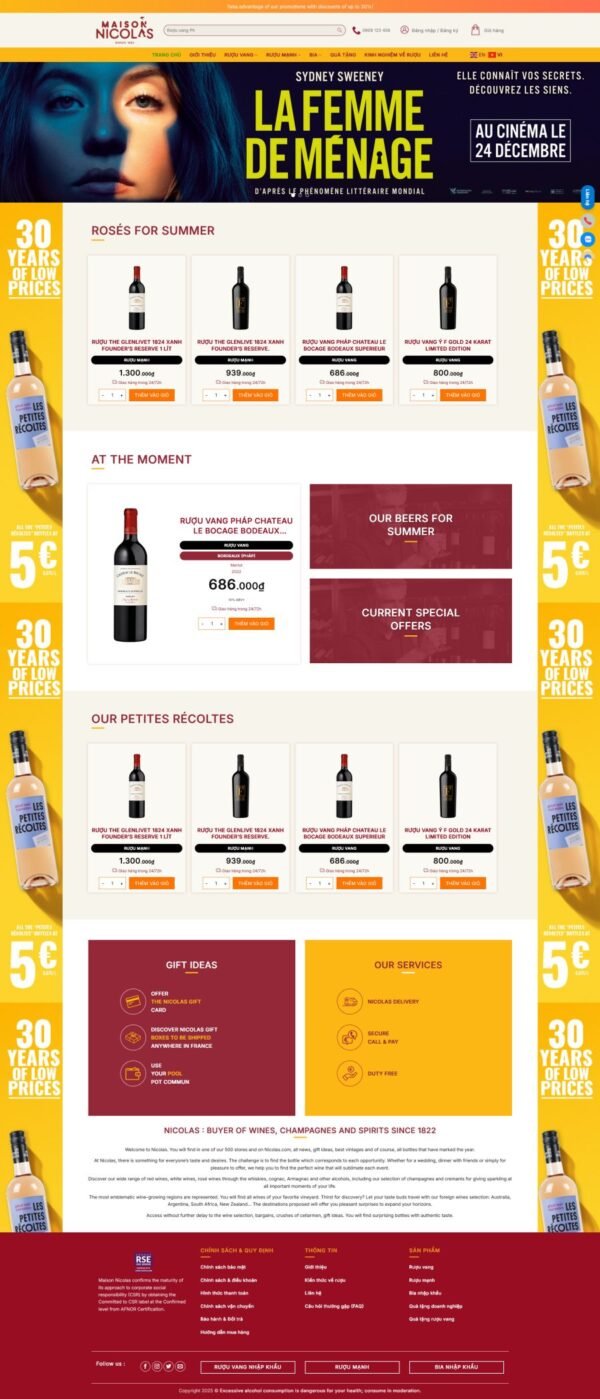 Theme WordPress Rượu Vang 3 – Giao diện bán rượu vang sang trọng, chuẩn shop